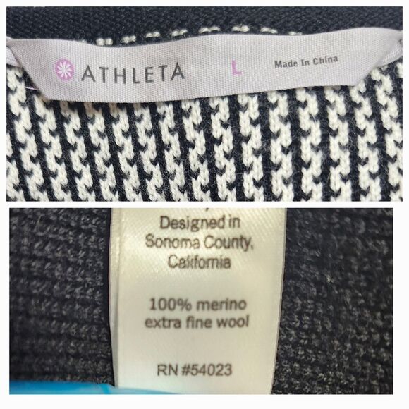 Athleta Cloudbreak Black and Gray Long Sleeve Merino Wool Sweater Dress Size L - Picture 10 of 10